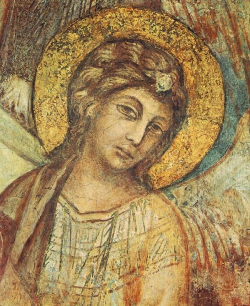 Assisi-S.Francesco_Basilica Inferiore-Madonna con Bambino S.Francesco e 4 angeli (dettaglio)